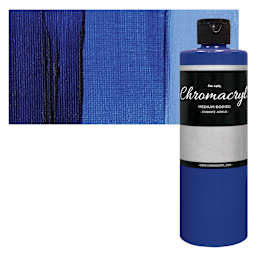 Chromacryl Students' Acrylic - Warm Blue, 16 oz bottle and swatch