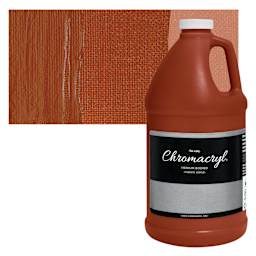 Chromacryl Students' Acrylic - Burnt Sienna, 64 oz bottle and swatch