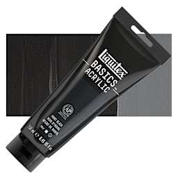 Liquitex Basics Acrylic Paint - Ivory Black, 8.5 oz tube and swatch