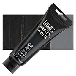 Liquitex Basics Acrylic Paint - Ivory Black, 4 oz tube and swatch