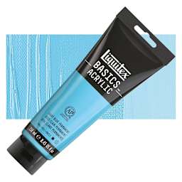 Liquitex Basics Acrylic Paint - Light Blue Permanent, 8.5 oz Tube and swatch
