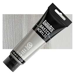 Liquitex Basics Acrylic Paint - Silver, 4 oz tube and swatch
