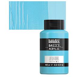 Liquitex Basics Acrylic Paint - Light Blue Permanent,13.5 oz Bottle and swatch