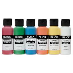 Blick Matte Acrylics - Set of 6, Basic Colors, 2 oz