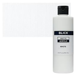 Blick Matte Acrylic - White, 8 oz bottle and swatch