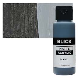 Blick Matte Acrylic - Black, 2 oz bottle and swatch