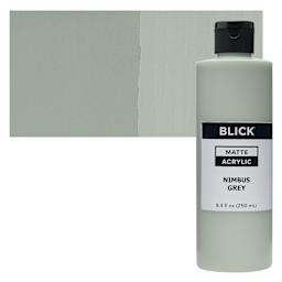 Blick Matte Acrylic - Nimbus Gray, 8 oz bottle and swatch