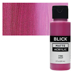 Blick Matte Acrylic - Pink Deep, 2 oz bottle and swatch