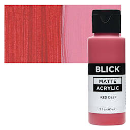 Blick Matte Acrylic - Red Deep, 2 oz bottle and swatch