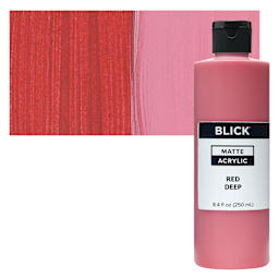 Blick Matte Acrylic - Red Deep, 8 oz bottle and swatch