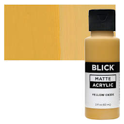Blick Matte Acrylic - Yellow Oxide, 2 oz bottle and swatch