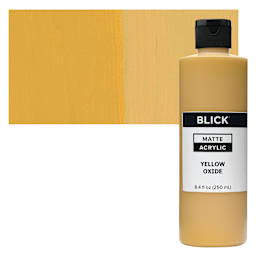 Blick Matte Acrylic - Yellow Oxide, 8 oz bottle and swatch