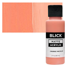 Blick Matte Acrylic - Orange Medium, 2 oz bottle and swatch