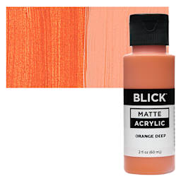 Blick Matte Acrylic - Orange Deep, 2 oz bottle and swatch