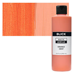 Blick Matte Acrylic - Orange Deep, 8 oz bottle and swatch