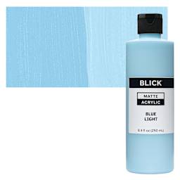 Blick Matte Acrylic - Blue Light, 8 oz bottle and swatch