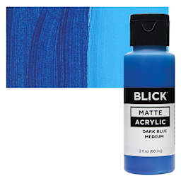 Blick Matte Acrylic - Dark Blue Medium, 2 oz bottle and swatch