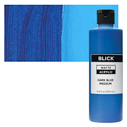 Blick Matte Acrylic - Dark Blue Medium, 8 oz bottle and swatch