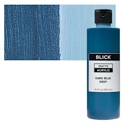 Blick Matte Acrylic - Dark Blue Deep, 8 oz bottle and swatch