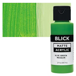 Blick Matte Acrylic - Blue Green Medium, 2 oz bottle and swatch