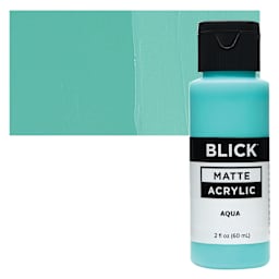 Blick Matte Acrylic - Aqua, 2 oz bottle and swatch