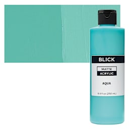Blick Matte Acrylic - Aqua, 8 oz Bottle and swatch