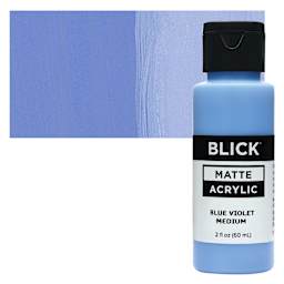 Blick Matte Acrylic - Blue Violet Medium, 2 oz bottle and swatch