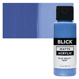 Blick Matte Acrylic - Blue Violet Deep, 2 oz bottle and swatch