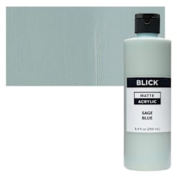Blick Matte Acrylic - Sage Blue, 8 oz bottle and swatch