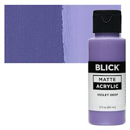 Blick Matte Acrylic - Violet Deep, 2 oz bottle and swatch