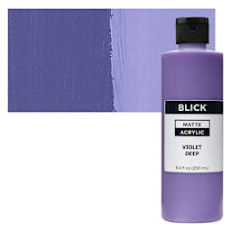 Blick Matte Acrylic - Violet Deep, 8 oz bottle and swatch