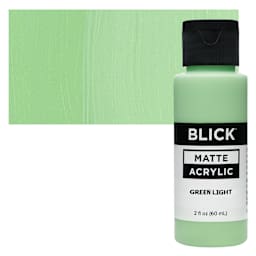 Blick Matte Acrylic - Green Light, 2 oz bottle and swatch