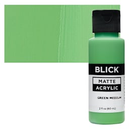 Blick Matte Acrylic - Green Medium, 2 oz bottle and swatch