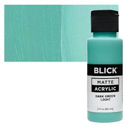Blick Matte Acrylic - Dark Green Light, 2 oz bottle and swatch