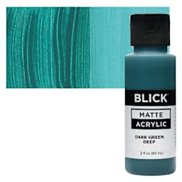 Blick Matte Acrylic - Dark Green Deep, 2 oz bottle and swatch