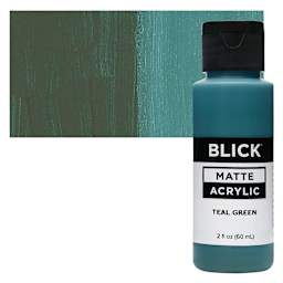 Blick Matte Acrylic - Teal Green, 2 oz bottle and swatch