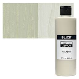Blick Matte Acrylic - Celadon, 8 oz bottle and swatch