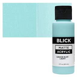 Blick Matte Acrylic - Green Blue Light, 2 oz bottle and swatch