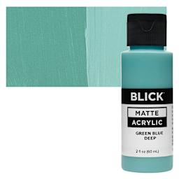 Blick Matte Acrylic - Green Blue Deep, 2 oz bottle and swatch