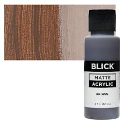 Blick Matte Acrylic - Brown, 2 oz bottle and swatch