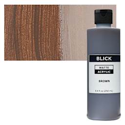 Blick Matte Acrylic - Brown, 8 oz bottle and swatch