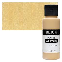 Blick Matte Acrylic - Pale Gold, 2 oz bottle and swatch
