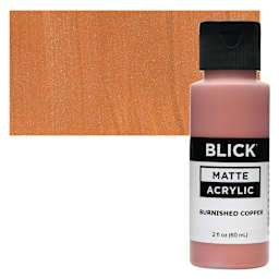 Blick Matte Acrylic - Burnished Copper, 2 oz bottle and swatch