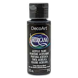 DecoArt Americana Acrylic Paint - Lamp (Ebony) Black, 2 oz (Front of bottle)