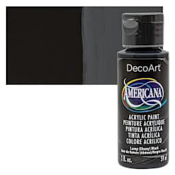 DecoArt Americana Acrylic Paint - Lamp (Ebony) Black, 2 oz bottle and swatch