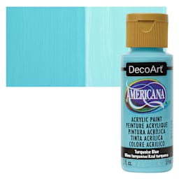 DecoArt Americana Acrylic Paint - Turquoise Blue, 2 oz bottle and swatch
