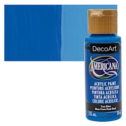 DecoArt Americana Acrylic Paint - True Blue, 2 oz bottle and swatch