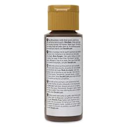 Back of DecoArt Americana Acrylic Paint - Traditional Burnt Umber, 2 oz bottle