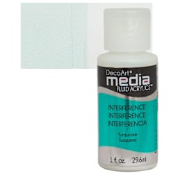 Deco Art Media Fluid Acrylic - Interference Turquoise 1 oz Bottle and swatch