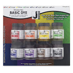 Jacquard Basic Dyes - Front of package of set of 8 showing Jars of colors

